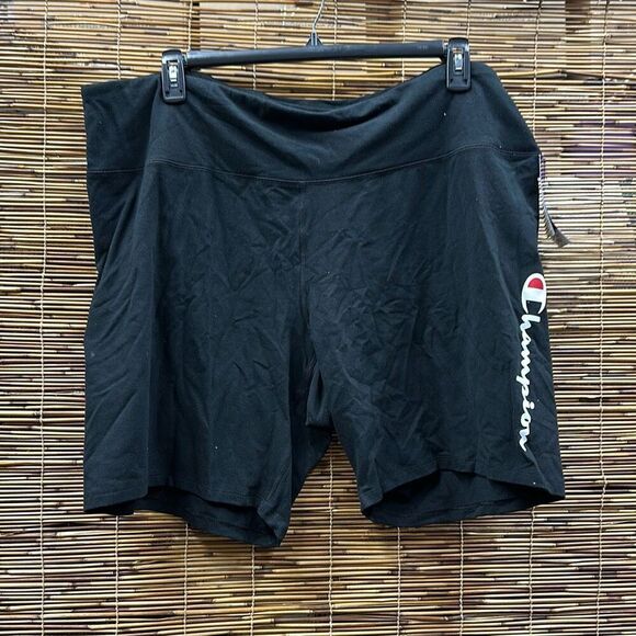 Women's Champion Authentic Bike Shorts, Script Logo, 8" (Plus Size) Black 4X - Picture 2 of 3